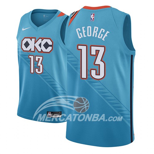 Maglia NBA Oklahoma City Thunder Paul George Ciudad 2018-19 Blu